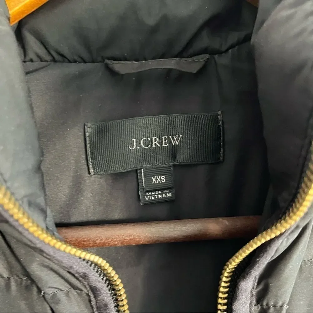 J. Crew Black Puffer Vest with Gold Hardware